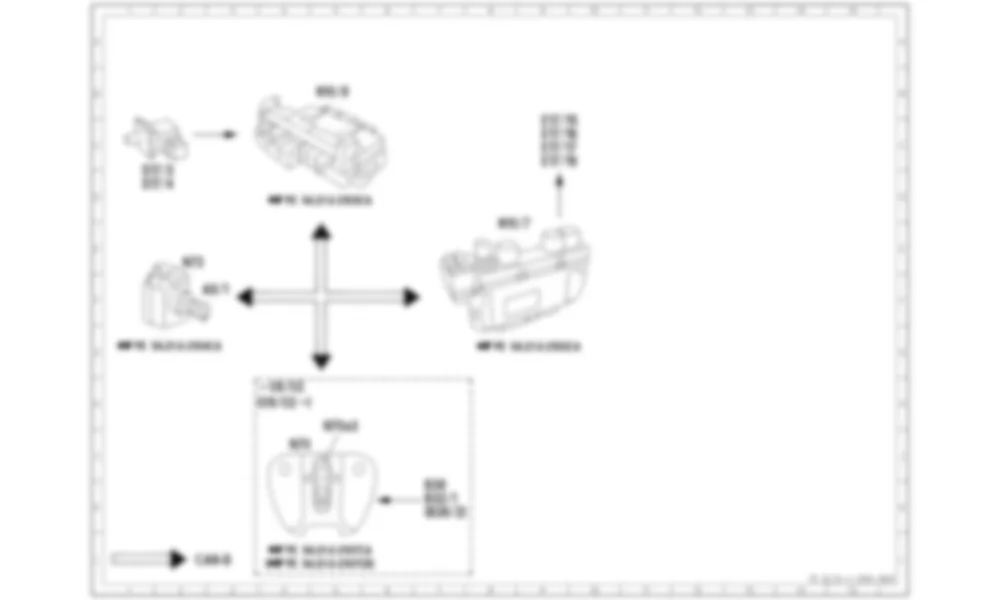 Электросхема Функциональная схема электрической системы внутреннего освещения для Mercedes-Benz CL-class (C215) 1999—2006