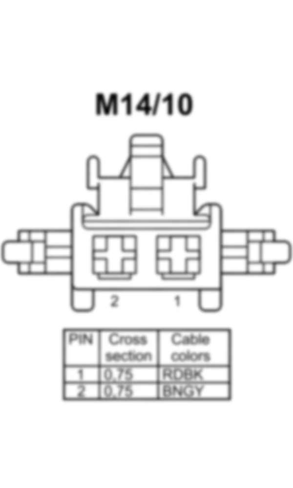 Распиновка разъема M14/10 -  Электродвигатель лючка топливного бака CL [ZV] для Mercedes-Benz CL-class (C216) 2006—2014