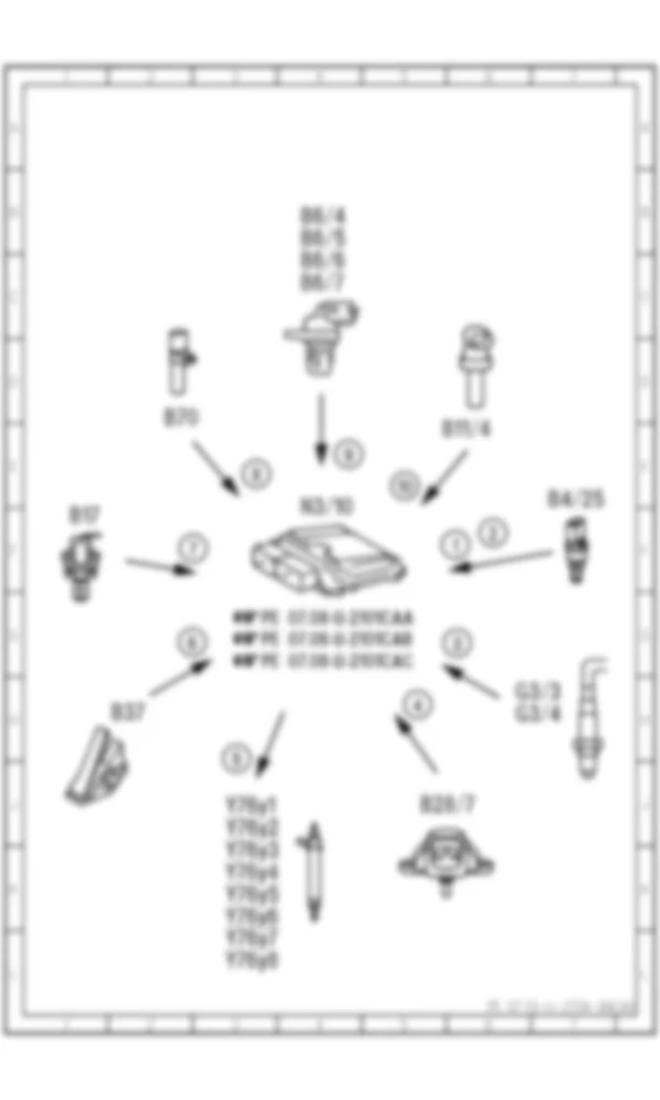 Электросхема Электрическая схема управления впрыском для Mercedes-Benz CL-class (C216) 2006—2014