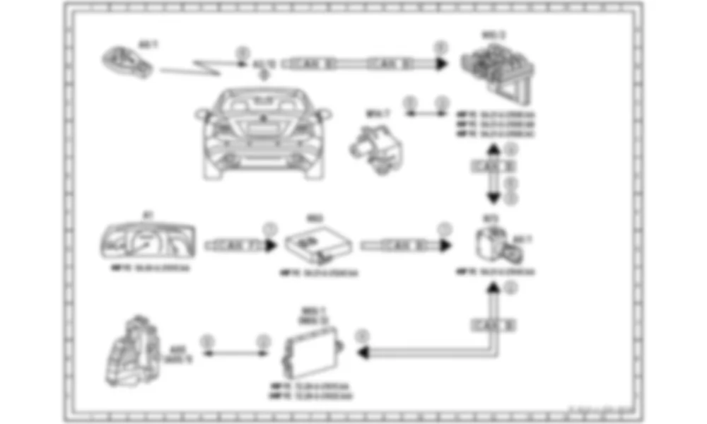 Электросхема Принципиальная электрическая схема автоматического запирания центрального замка (CL) для Mercedes-Benz CL-class (C216) 2006—2014