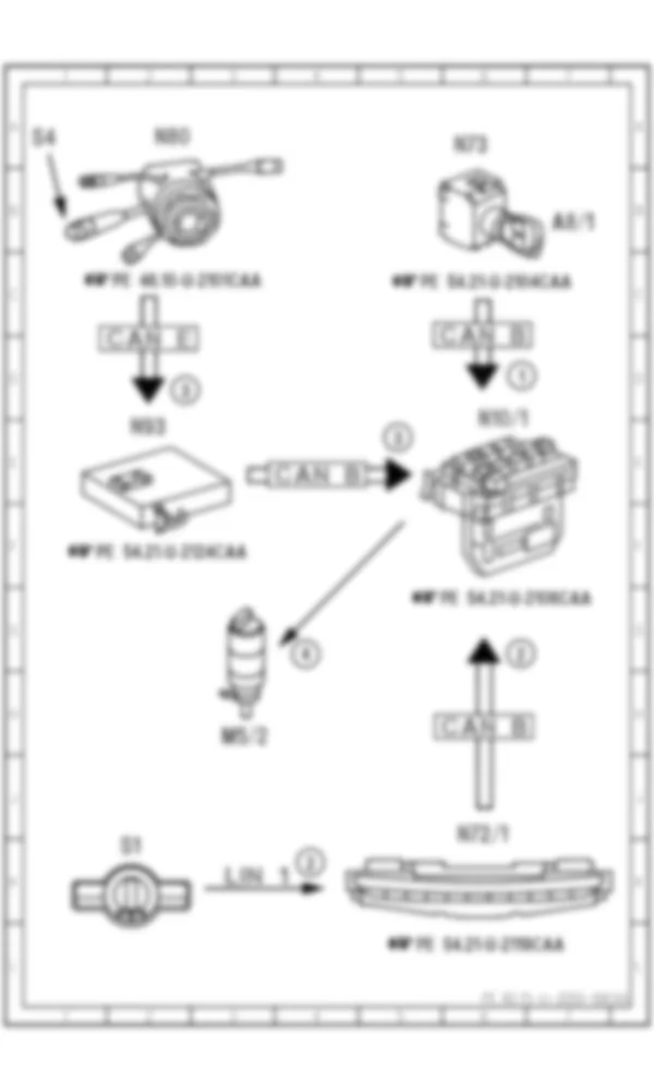 Электросхема Функциональная схема электрической системы для системы очистки фар (HCS) для Mercedes-Benz CL-class (C216) 2006—2014