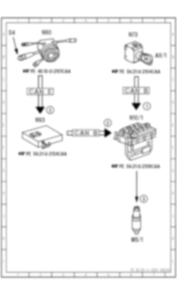 Электросхема Функциональная электрическая схема омывателя лобового стекла для Mercedes-Benz CL-class (C216) 2006—2014