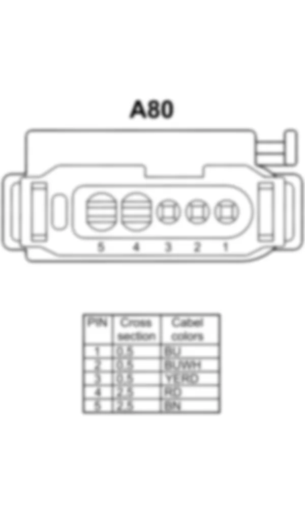Распиновка разъема A80 -  Интеллектуальный сервомодуль для DIRECT SELECT для Mercedes-Benz S-class (W221) 2005—2013