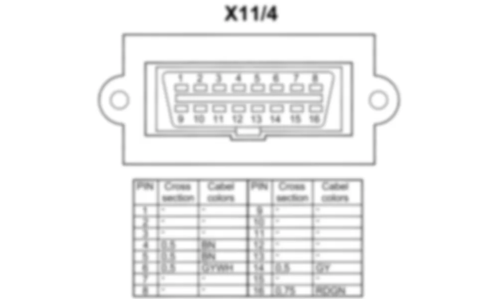 Распиновка разъема X11/4 -  Разъем канала передачи данных для Mercedes-Benz S-class (W221) 2005—2013
