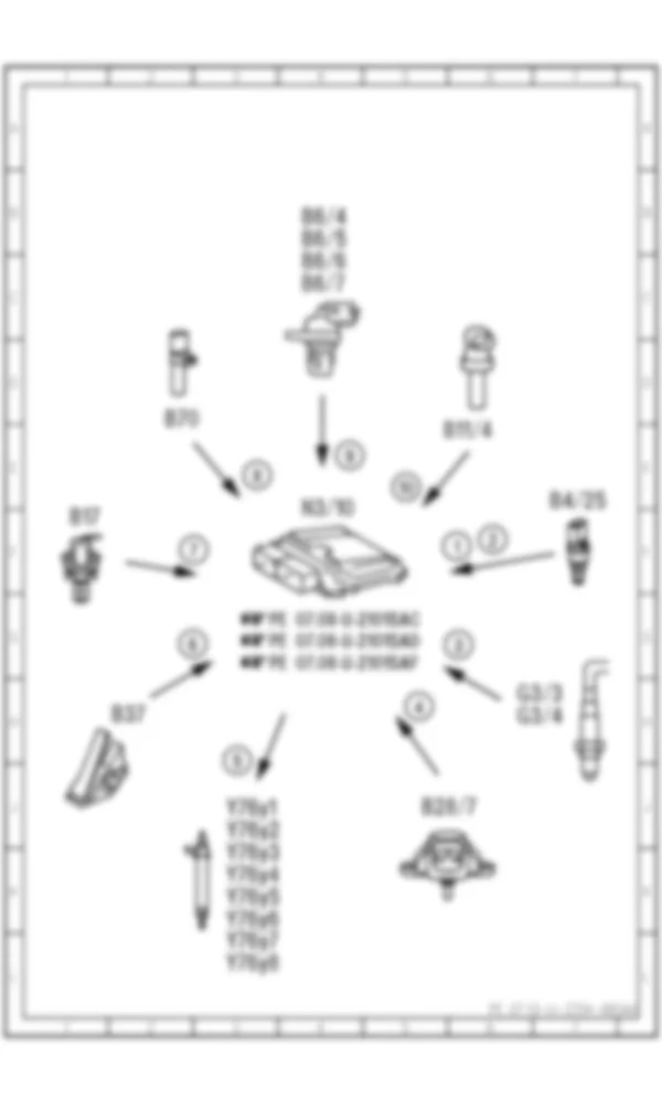 Электросхема Электрическая схема управления впрыском для Mercedes-Benz S-class (W221) 2005—2013