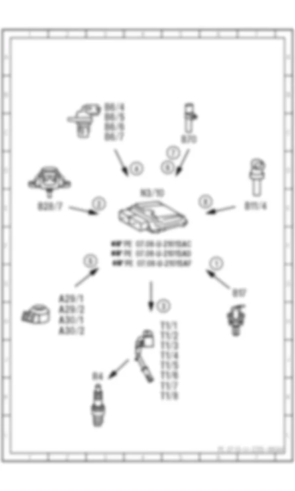 Электросхема Принципиальная электрическая схема системы зажигания для Mercedes-Benz S-class (W221) 2005—2013