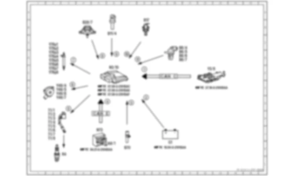 Электросхема Принципиальная электрическая схема для фазы запуска, фазы после запуска и обогрева для Mercedes-Benz S-class (W221) 2005—2013
