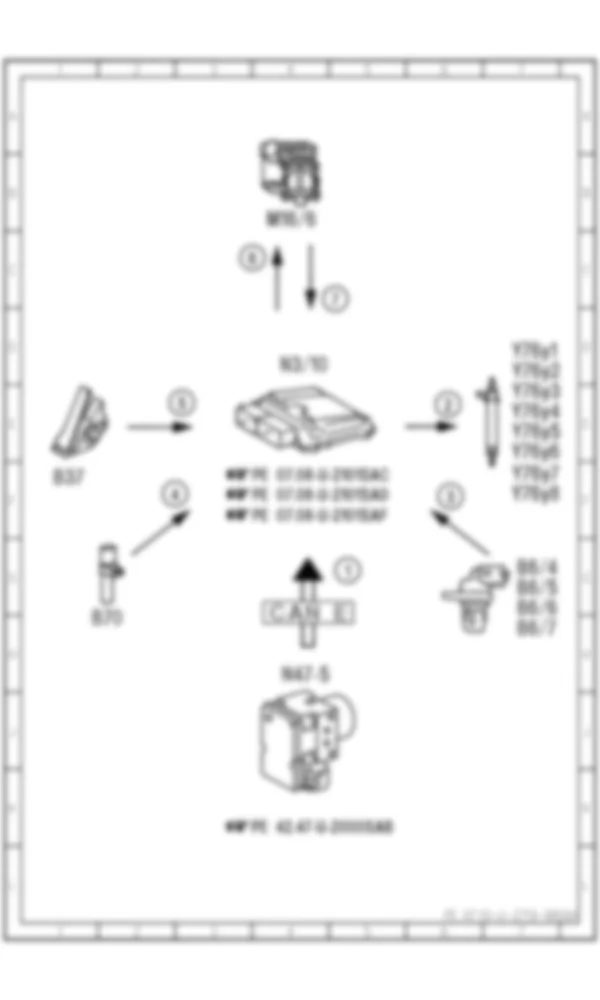 Электросхема Принципиальная электрическая схема двигателя в аварийном режиме для Mercedes-Benz S-class (W221) 2005—2013
