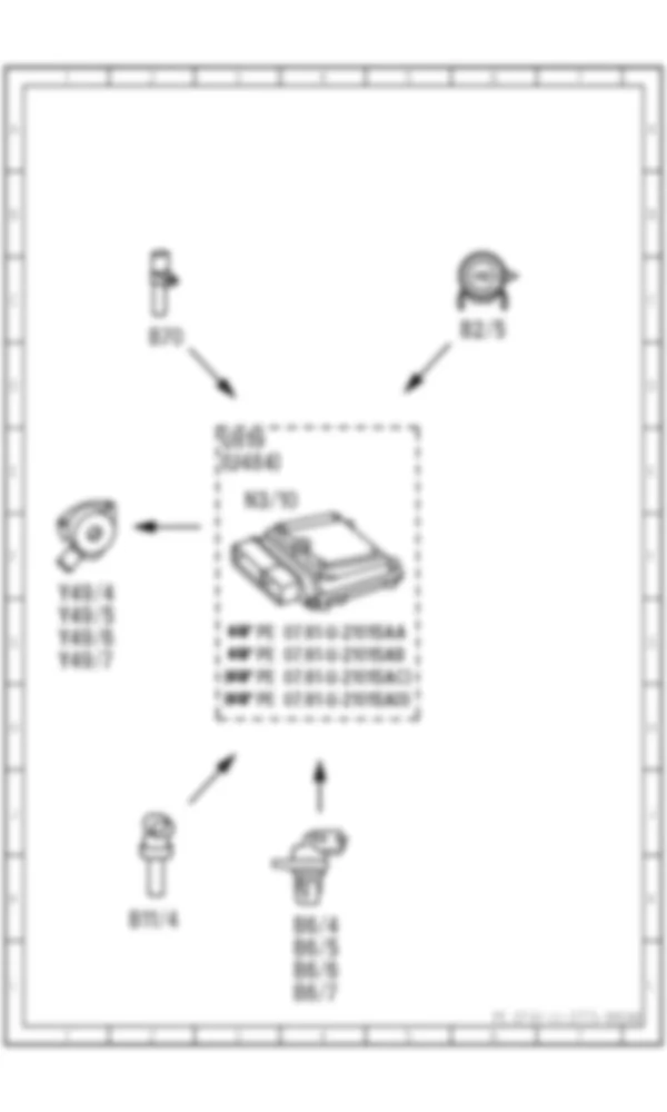 Электросхема Функциональная электрическая схема механизма регулировки фаз газораспределения ME для Mercedes-Benz S-class (W221) 2005—2013