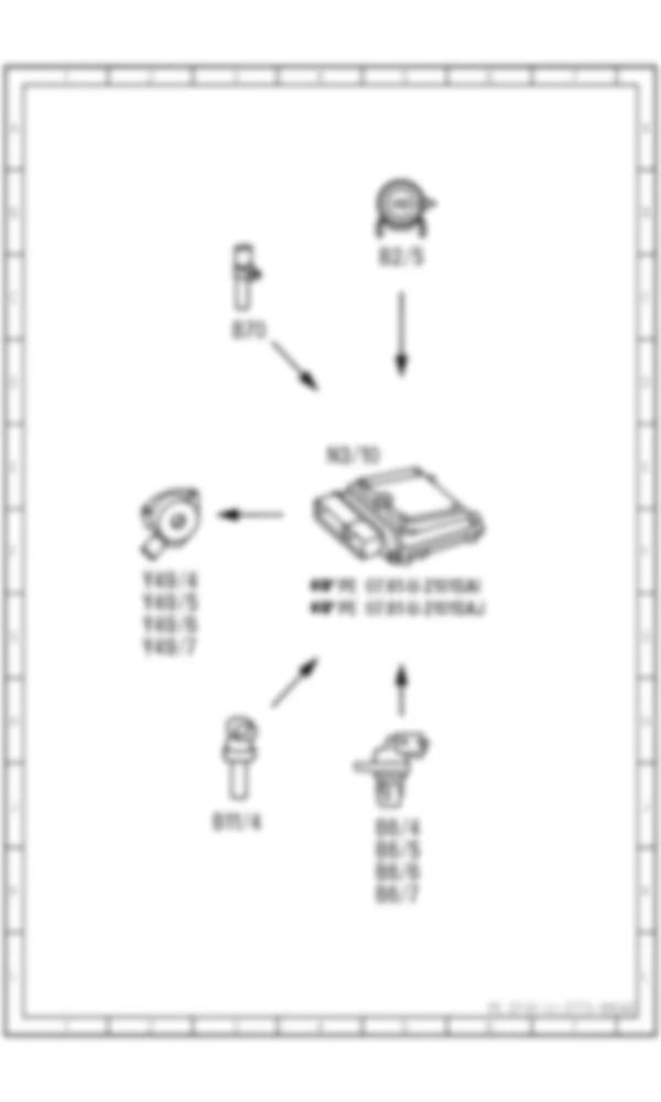 Электросхема Функциональная электрическая схема механизма регулировки фаз газораспределения ME для Mercedes-Benz S-class (W221) 2005—2013