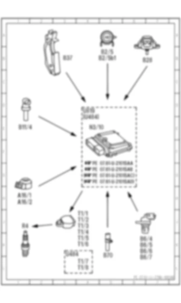 Электросхема Принципиальная электрическая схема контроля детонации для Mercedes-Benz S-class (W221) 2005—2013