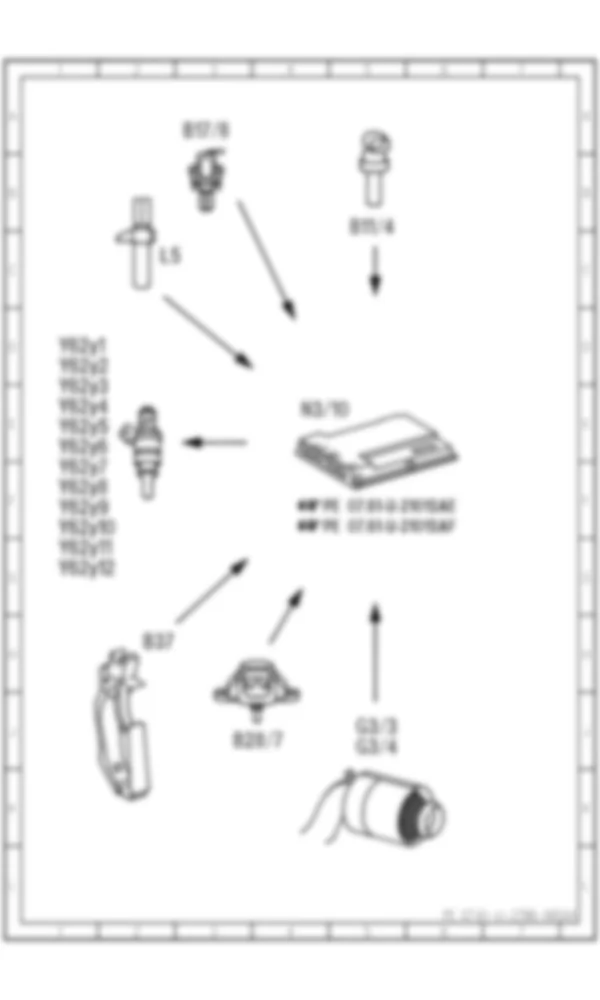 Электросхема Принципиальная электрическая схема управления впрыском для Mercedes-Benz S-class (W221) 2005—2013