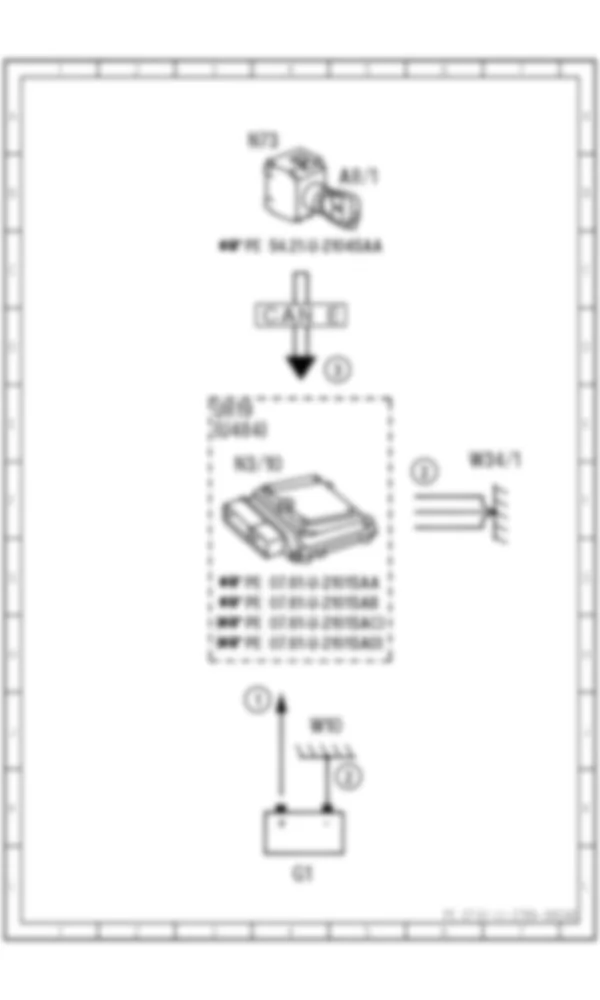 Электросхема Принципиальная электрическая схема при выключенном зажигании для Mercedes-Benz S-class (W221) 2005—2013