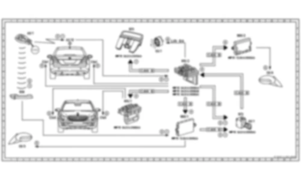 Электросхема Функциональная электрическая схема для срабатывания охранной сигнализации аварийным выключателем для Mercedes-Benz S-class (W221) 2005—2013