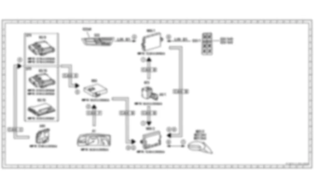 Электросхема Принципиальная электрическая схема электрического наружного зеркала заднего вида на стороне пассажира в парковочном положении для Mercedes-Benz S-class (W221) 2005—2013