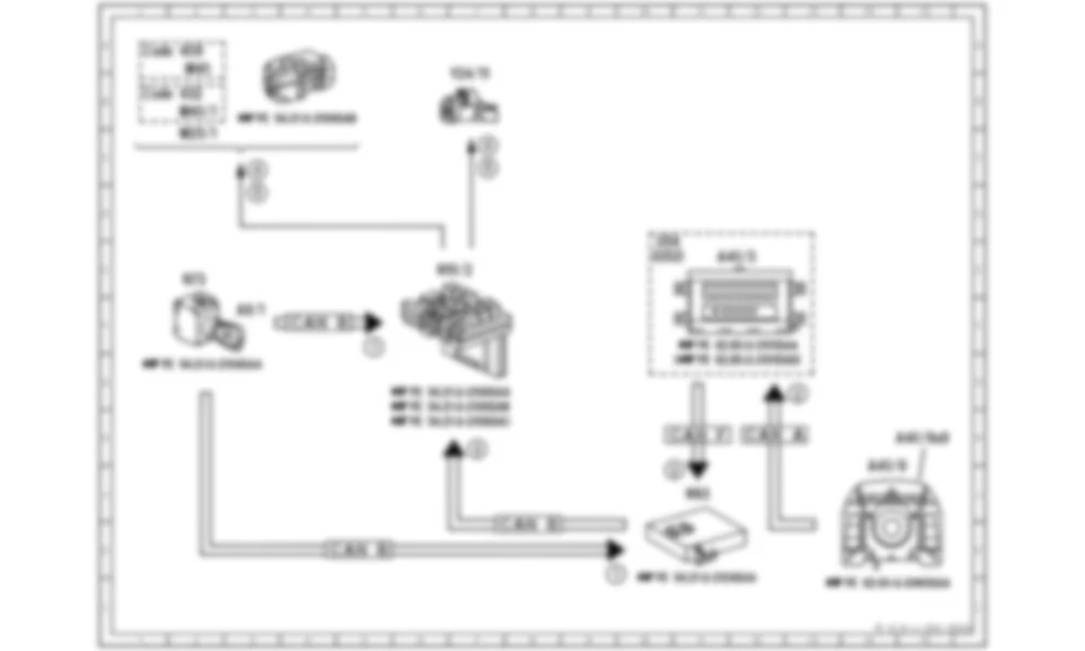 Электросхема Принципиальная электрическая схема опускания задних убирающихся подголовников (RHR) для Mercedes-Benz S-class (W221) 2005—2013