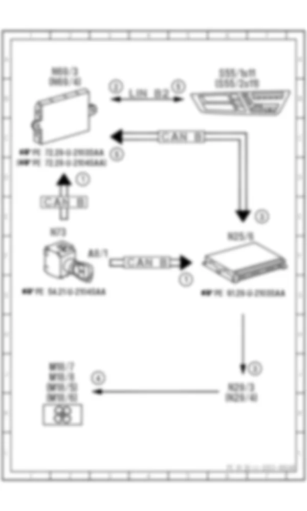 Электросхема Принципиальная электрическая схема вентиляции сиденья для Mercedes-Benz S-class (W221) 2005—2013