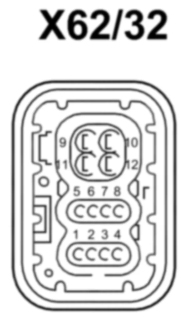 Распиновка разъема X62/32 -  Электрический разъем заднего моста, левый трамблер для Mercedes-Benz SL-class (R231) 2012-2020