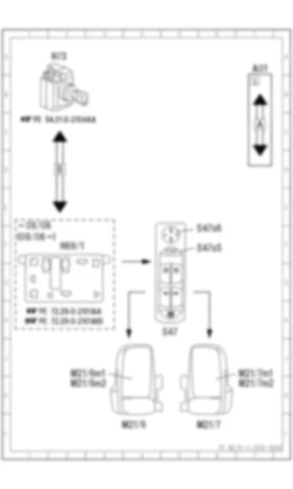 Электросхема Принципиальная электрическая схема регулировки зеркала для Mercedes-Benz Sprinter (W906) 2006–2014
