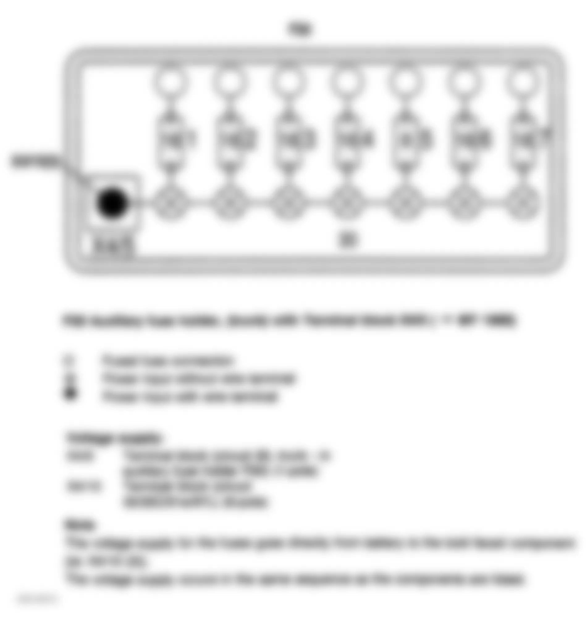 Mercedes-Benz SL320 1994 - Component Locations -  Auxiliary Fuse Holder F20 - Fuse Identification (1 Of 2)