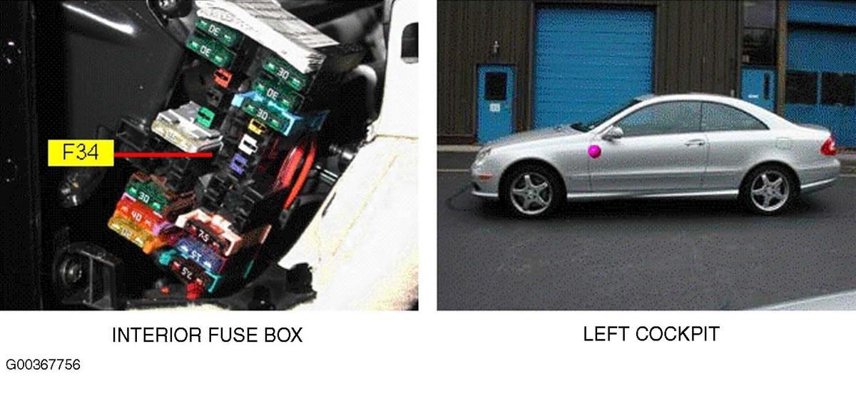 Mercedes-Benz CLK500 2003 - Component Locations -  Locating Interior Fuse Box