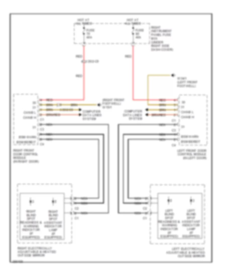 Электросхема системы предупреждения о присутствии объекта в мертвой зоне для Mercedes-Benz S550 4Matic 2012