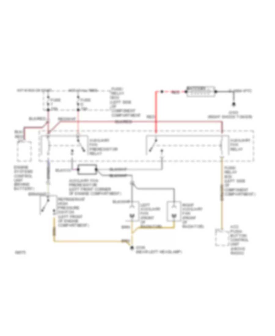Cooling Fan Wiring Diagram for Mercedes-Benz 300TE 1991