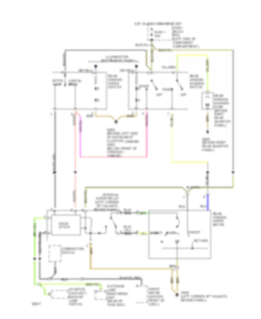 Rear Wiper Washer Wiring Diagram for Mercedes Benz 300TE 1991