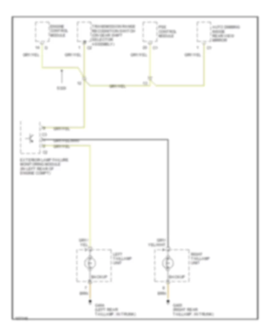 Back-up Lamps Wiring Diagram, Sedan for Mercedes-Benz S500 1997