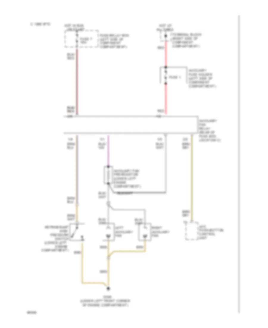 Cooling Fan Wiring Diagram for Mercedes-Benz 400E 1993