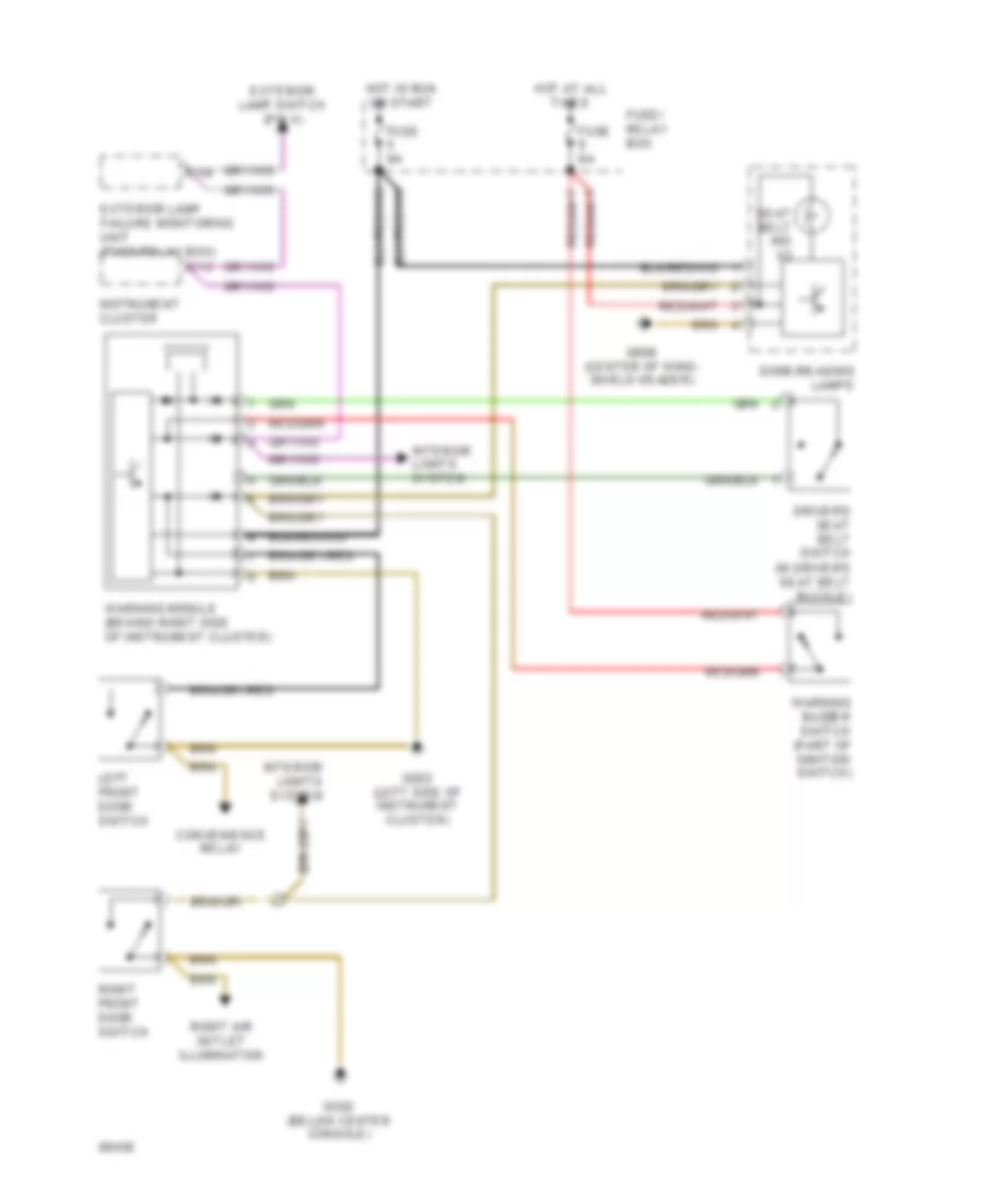 Warning System Wiring Diagrams for Mercedes-Benz 400E 1993