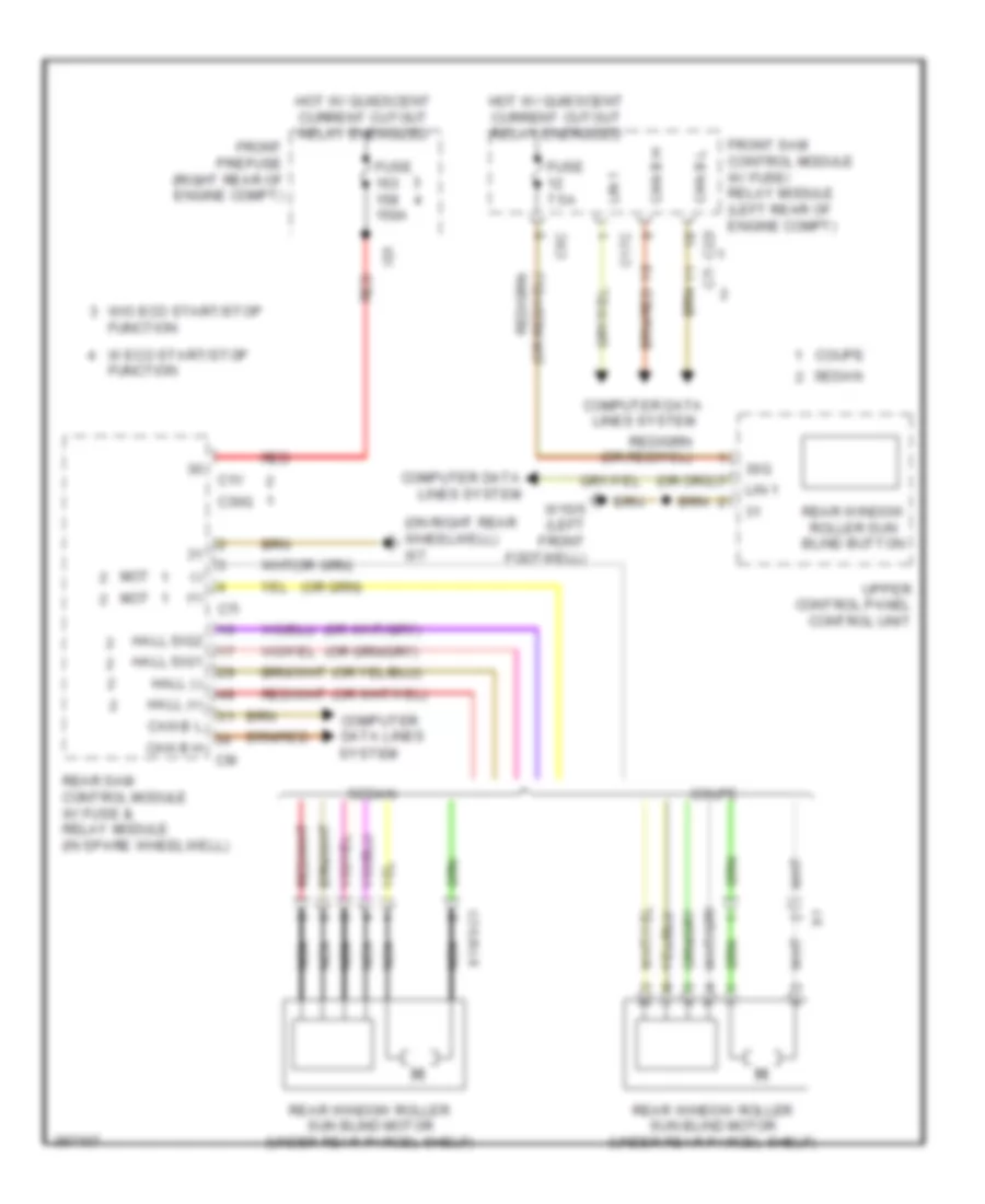 Rear Window Sun Shade Wiring Diagram for Mercedes Benz E550 4Matic 2012