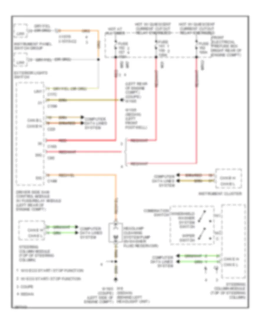 Headlamp Washer Wiring Diagram for Mercedes Benz E550 4Matic 2012