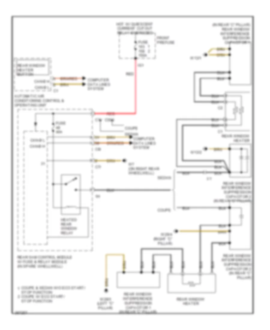 Rear Defogger Wiring Diagram for Mercedes Benz E550 4Matic 2012