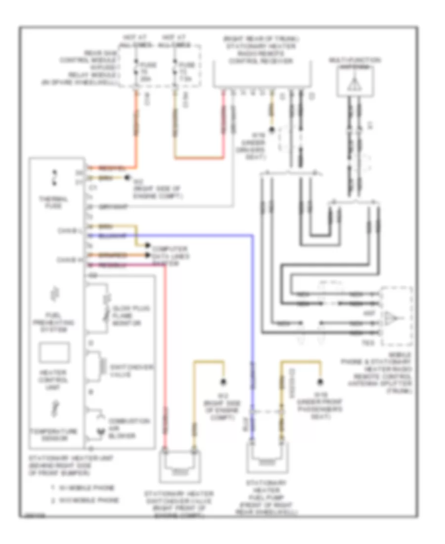 Stationary Heater Wiring Diagram Sedan for Mercedes Benz E550 4Matic 2012