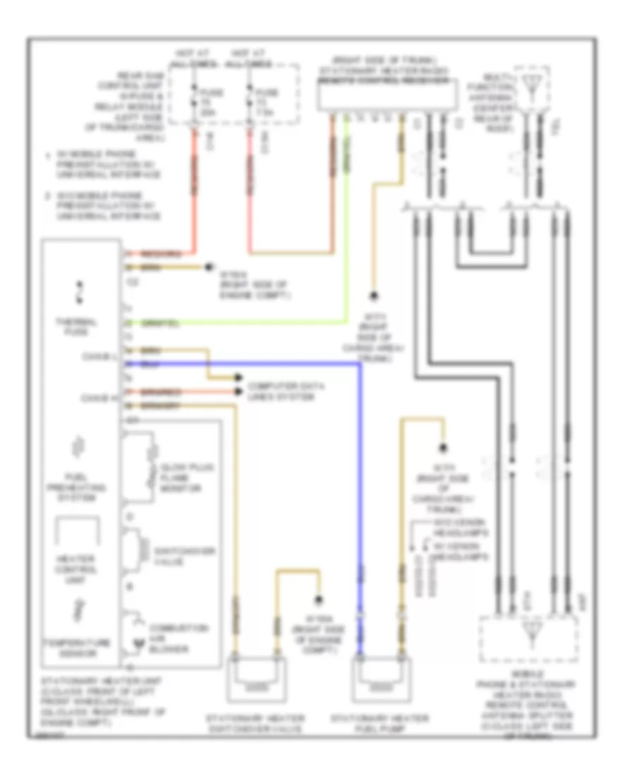 Stationary Heater Wiring Diagram for Mercedes Benz GLK350 2012
