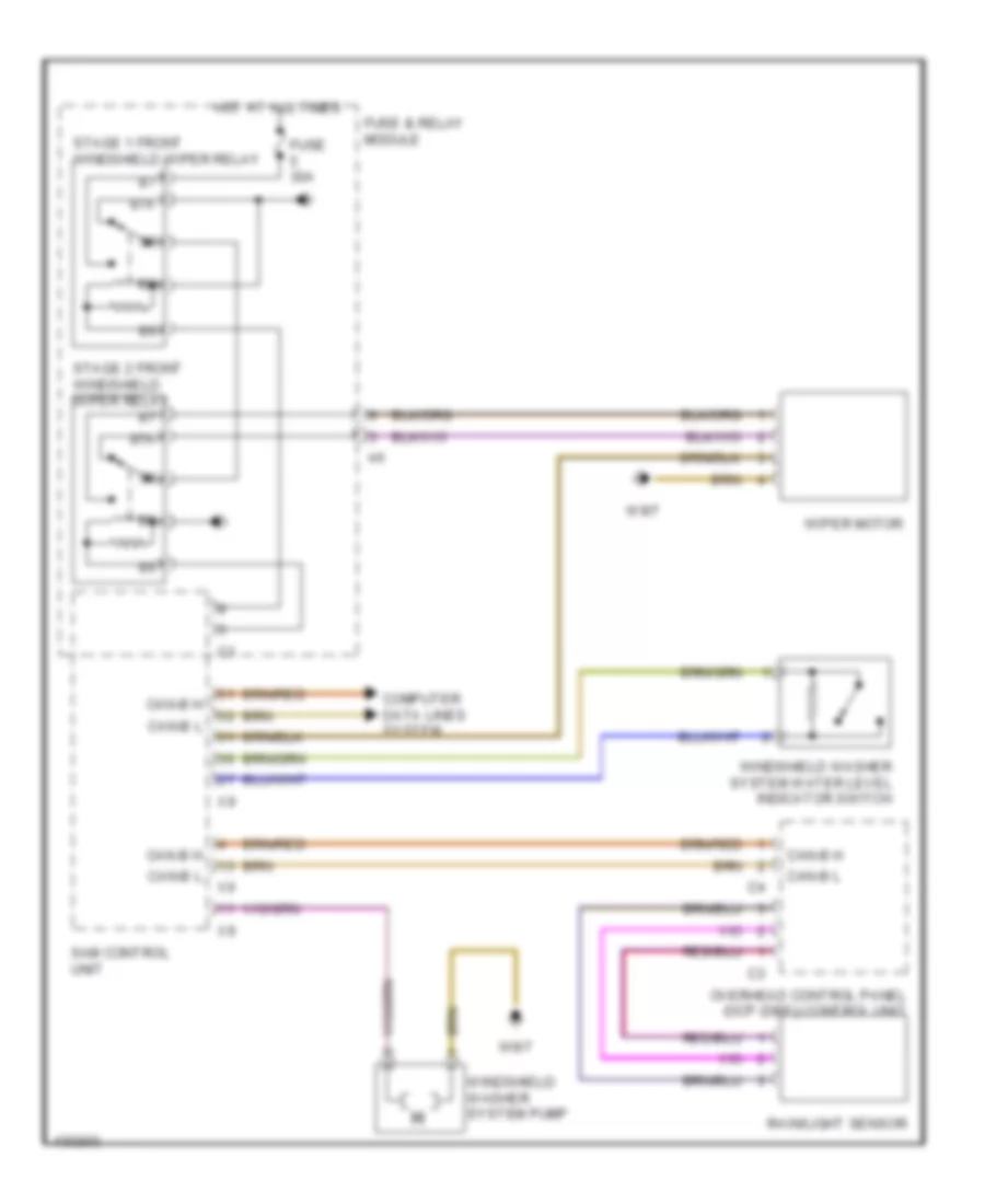 Электросхема передних стеклоочистителей дворников и омывателя лобового стекла для Mercedes-Benz Sprinter 2014 2500