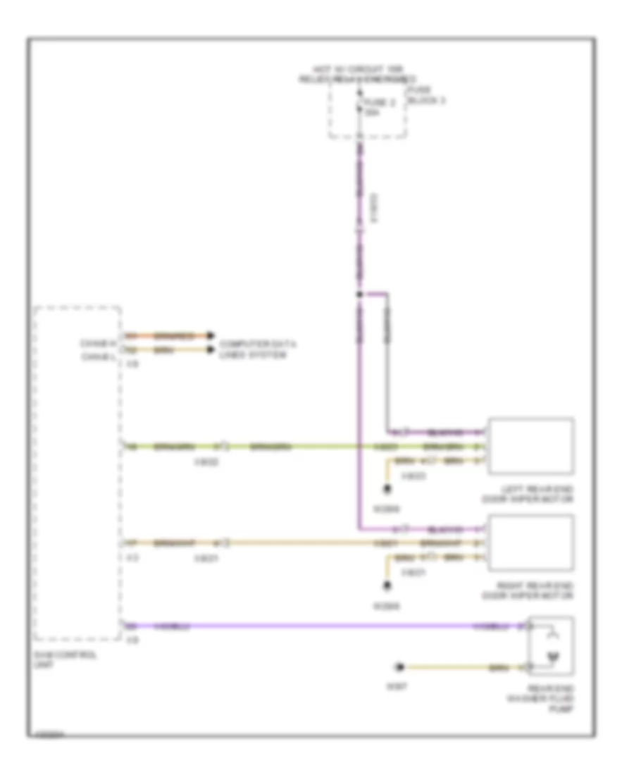 Электросхема заднего стеклоочистителя дворника и омывателя для Mercedes-Benz Sprinter 2500 2014