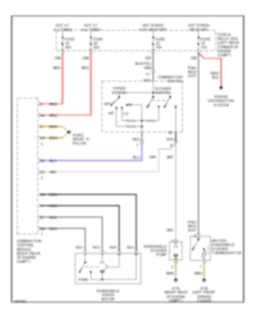 Электросхема передних стеклоочистителей дворников и омывателя лобового стекла для Mercedes-Benz SLK230 2004