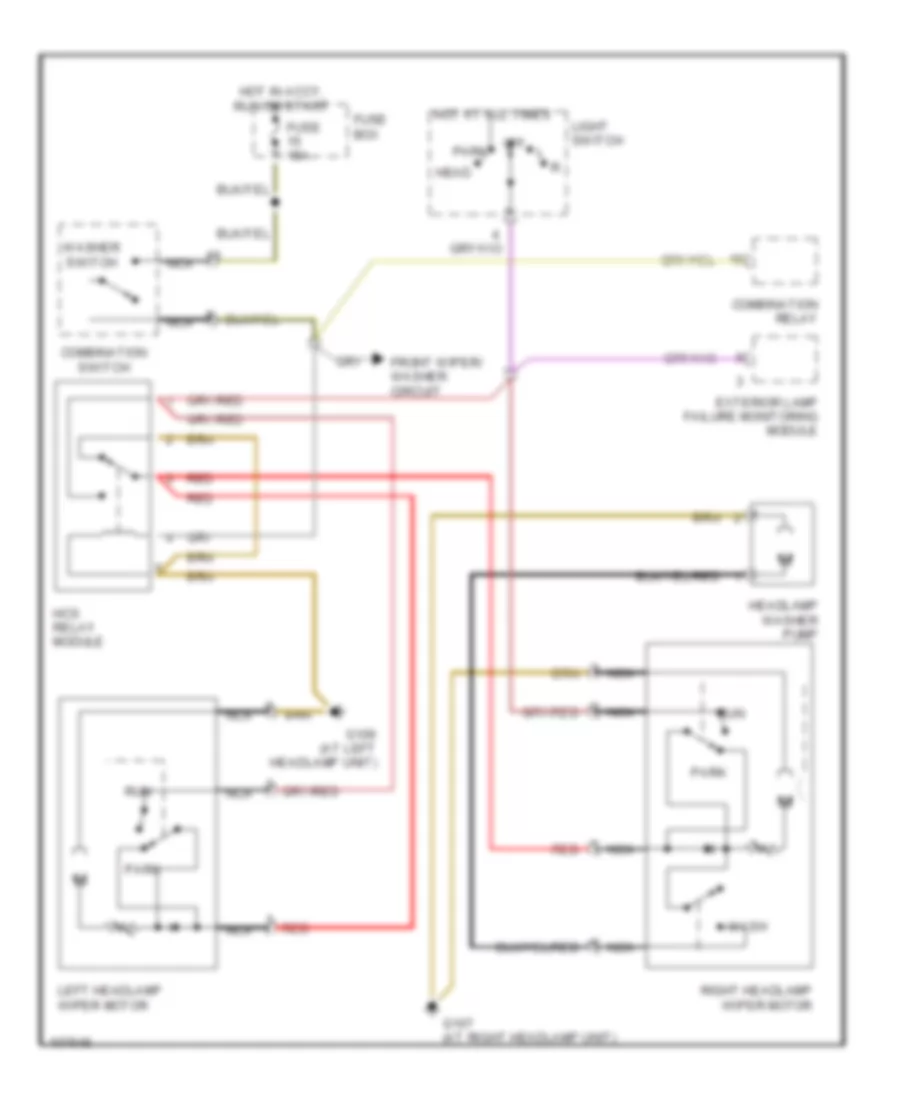 Электросхема стеклоочистителя, дворников и омывателя Фары для Mercedes-Benz S420 1998