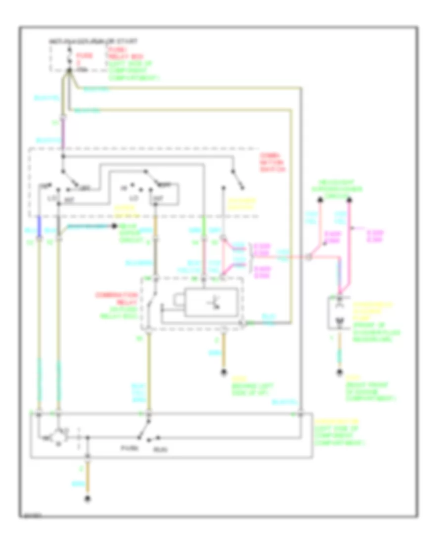 Электросхема переднего дворника стеклоочистителя и омывателя для Mercedes-Benz E300 1995