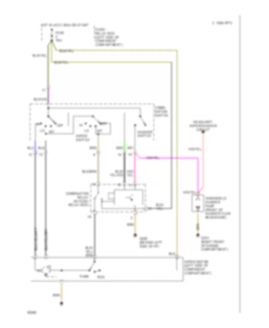 Interval Wiper Washer Wiring Diagram for Mercedes Benz 300E 1992