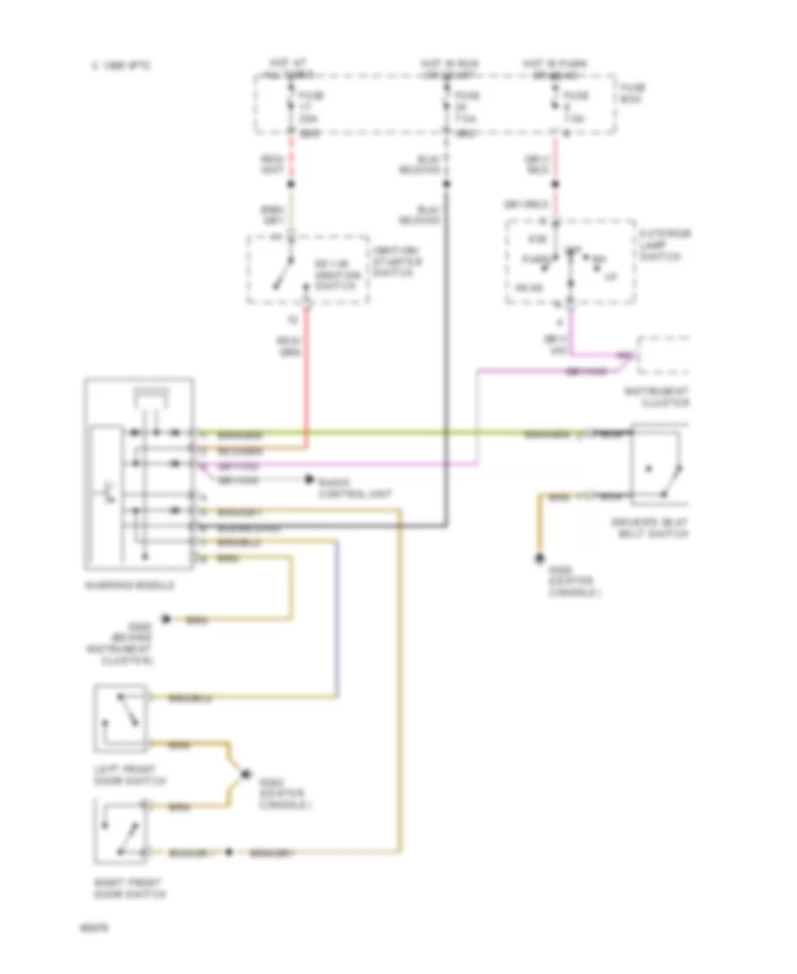 Warning System Wiring Diagrams for Mercedes Benz 300SD 1992