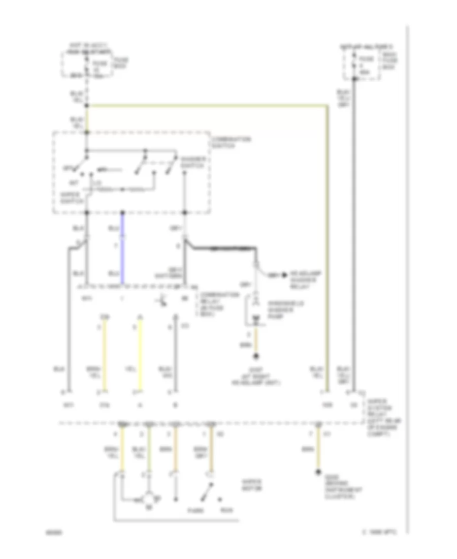 Front Wiper Washer Wiring Diagram for Mercedes Benz 300SD 1992