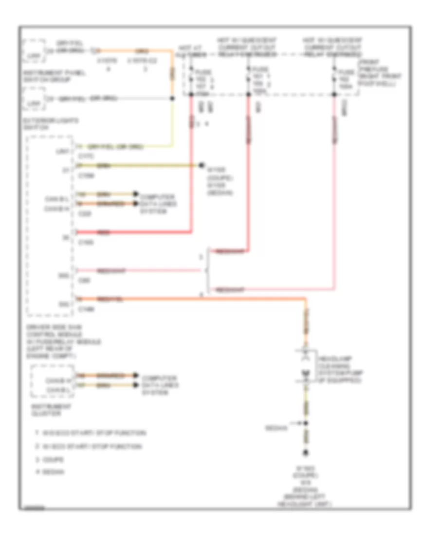 Headlamp Washer Wiring Diagram for Mercedes Benz E550 2011