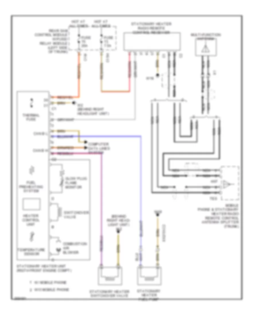 Stationary Heater Wiring Diagram, Sedan for Mercedes-Benz E550 2011