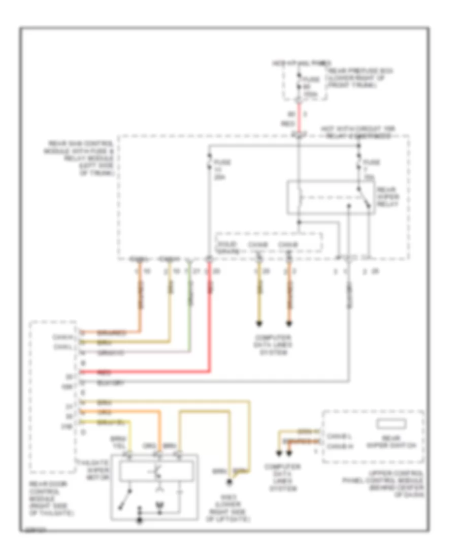 задняя схема дворника, Универсал для Mercedes-Benz E500 4Matic 2005