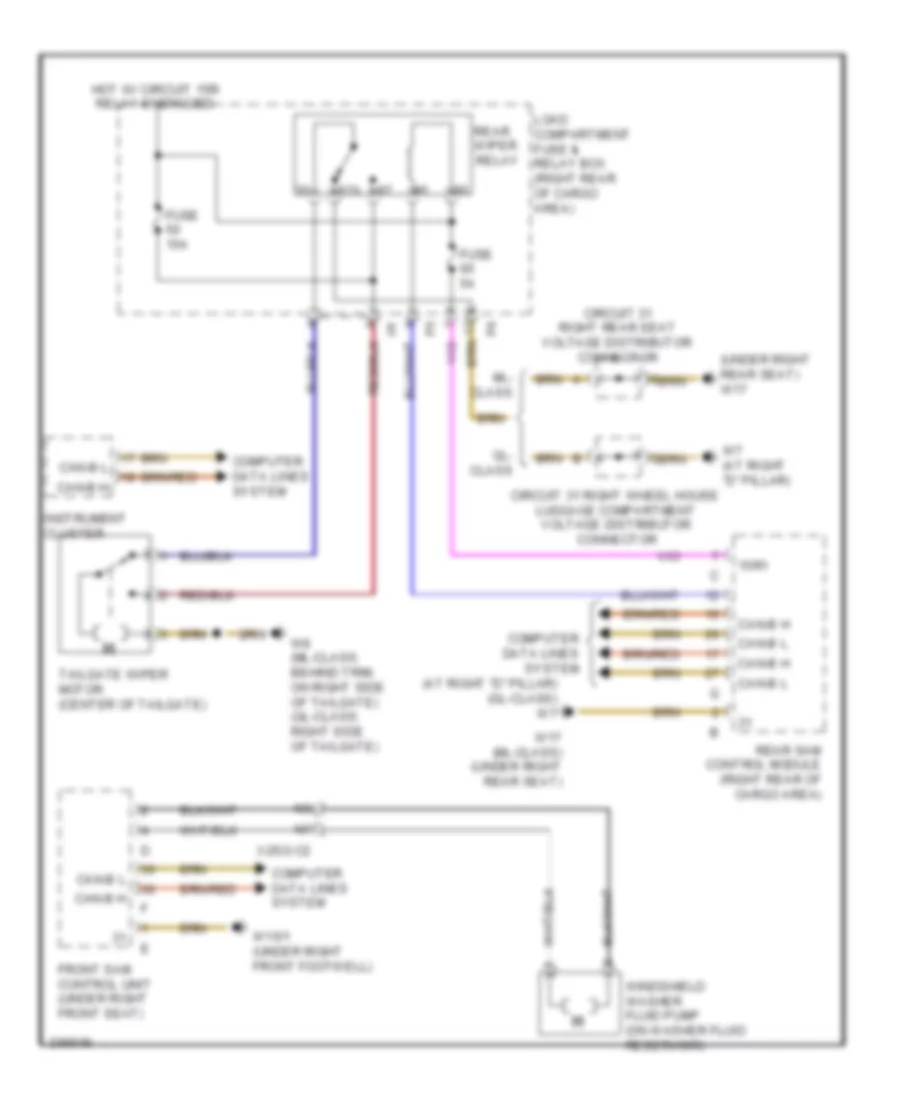 Rear Wiper Washer Wiring Diagram for Mercedes Benz GL550 2010