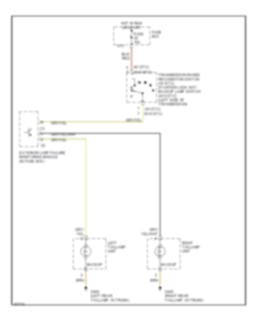 Back-up Lamps Wiring Diagram, Sedan for Mercedes-Benz S500 1996