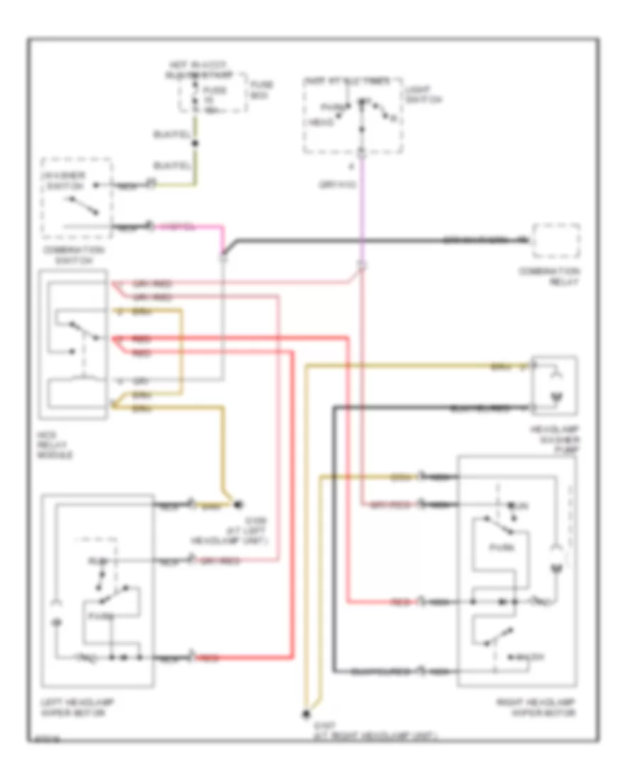 Электросхема стеклоочистителя, дворников и омывателя Фары для Mercedes-Benz S500 1996